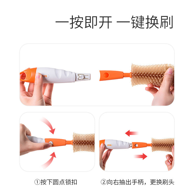 Silicone bottle brush, nipple brush, nano silver straw brush, household cleaning brush, baby bottle brush set - customizable