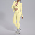 New seamless knit yoga set - high-waisted, butt-lifting, compression, quick-dry activewear three-piece outfit for outdoor running and fitness