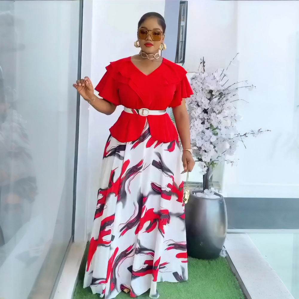 African cross-border women's spring/summer new fashion elegant african plus size maxi dress for  and