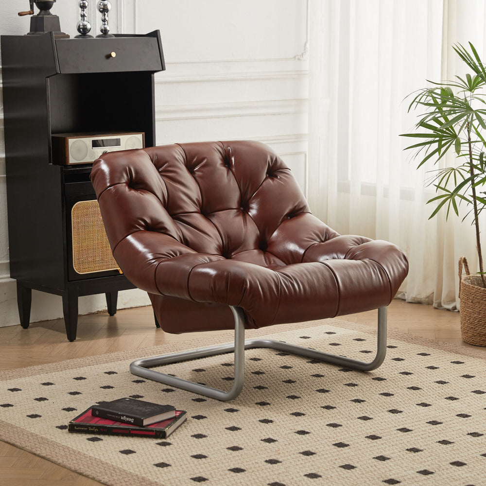 Medieval style single sofa chair living room balcony casual lounge chair retro oil wax leather lazy leather art down american style