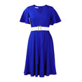 C8624  plus size women's summer fashion elegant v-neck flared sleeve a-line dress - african export style