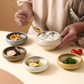 Japanese retro ceramic snack plate stylishfor home restaurant seasoning plate dipping plate rice bowl stoneware dessert bowl