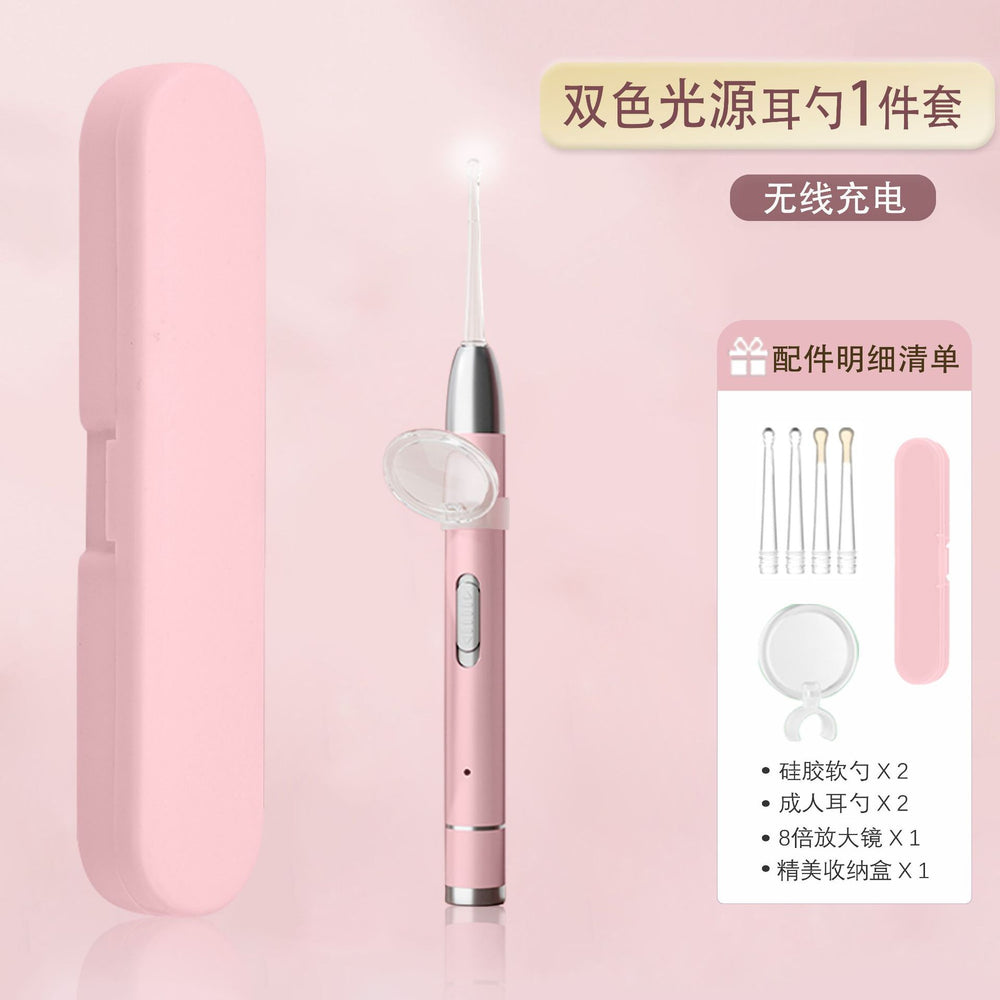 Metal luminous ear spoon ear clip kids rechargeable ear spoon suit baby ear tweezers nose clip ear picking tool