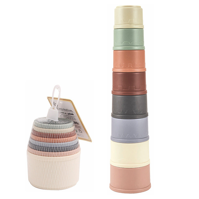 Cross-border export South East Asia fun round stacking cup bathroom bath toy creative building block stacking music infant