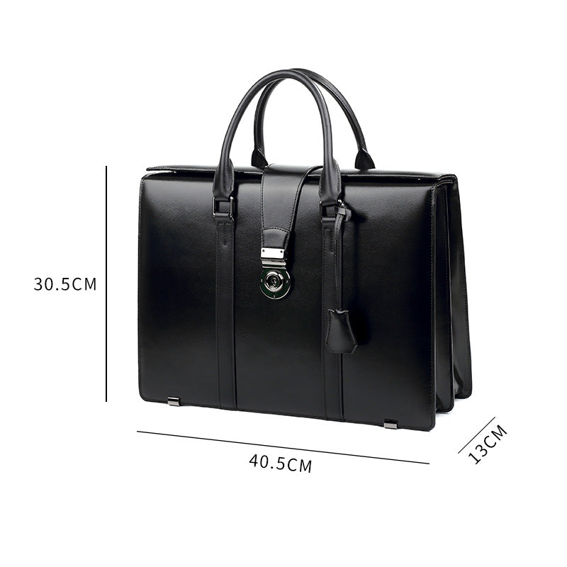New leather men's bag combination lock briefcase commuter business computer bag large capacity cowhide men's handbag