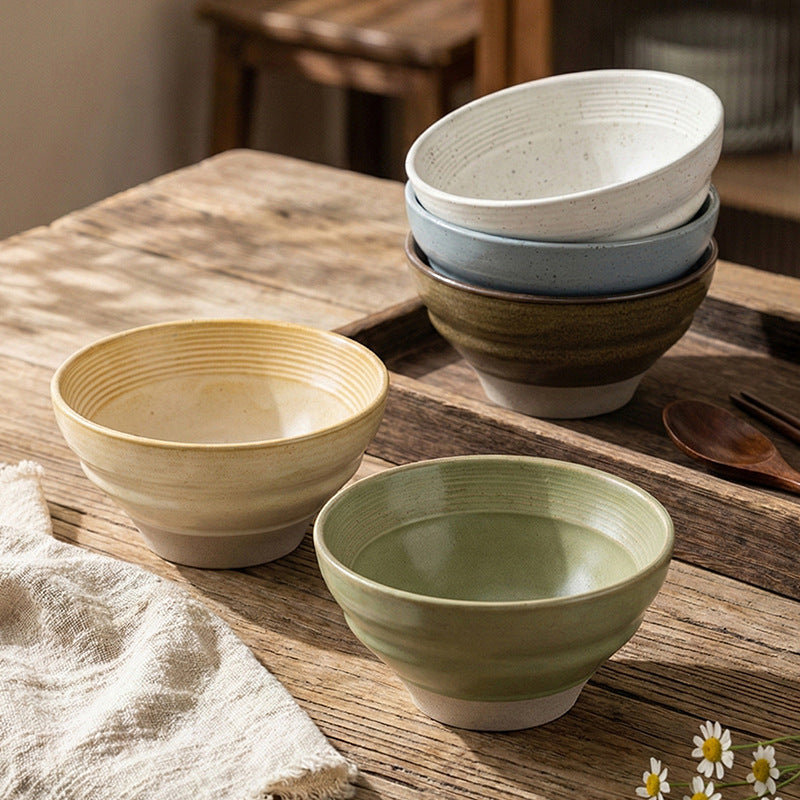 Japanese-style stoneware rice bowl ceramic soup bowl unique creative tableware household dinner bowl retro dessert & salad bowl