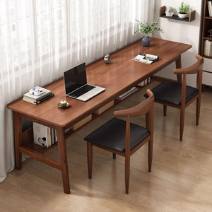 Solid wood computer desk, minimalist wall-mounted double desk for writing and studying, home bedroom narrow desk, office desk