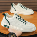 Men's slip-on winter aviator casual shoes, men's athletic flat shoes, non-slip waterproof white leather shoes for spring