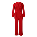 D549  women's  fall/winter new fashion suit collar long sleeve top & wide leg pants two-piece set
