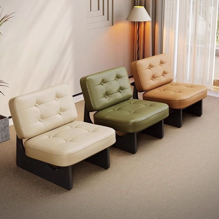 Modern minimalist balcony sofa chair, designer solid wood living room single chair, cat-scratch resistant leather electric high-back light luxury