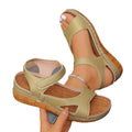 Southeast asia export new arrival wedge thick bottom sandals women's cross-border large size one-piece strap fish mouth velcro beach sandals
