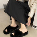 Influencer-approved chunky platform fuzzy slippers - women's new autumn/winter outdoor & indoor plush cotton slippers