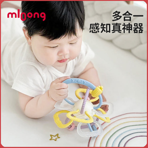Manlong baby grasping ball can bite 0 to 1 year old baby grasping mouth desire molar glue Manhattan ball silicone toy