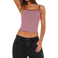 spring/summer european and american cross-border retro striped sexy low-cut high-waisted cropped slim-fit women's tank top