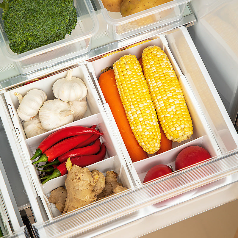 Cabinet sundries, long storage box, seasoning products, plastic seasoning box, narrow and long refrigerator grid egg storage box