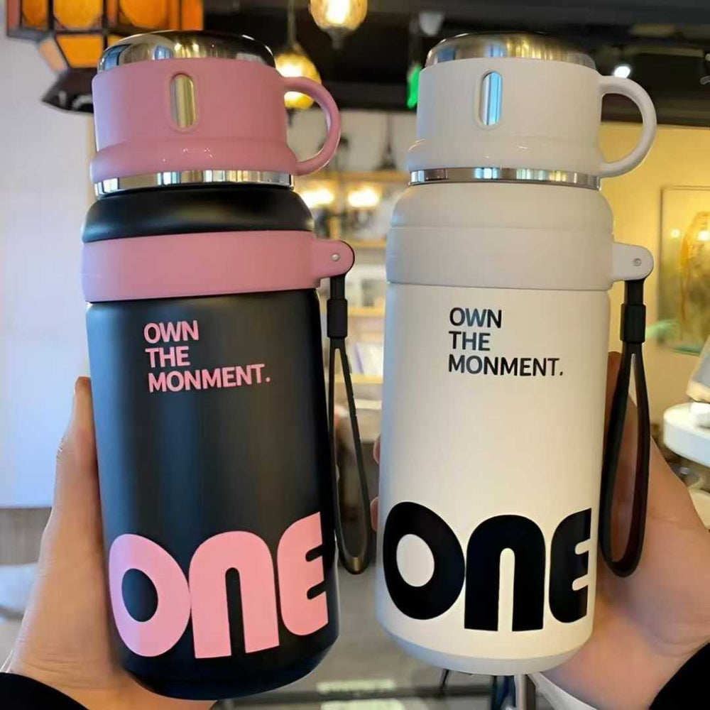 New bowl lid cup large capacity thermos cup 316 stainless steel good-looking straw water cup female student three-drink thermos kettle