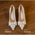 High-heeled shoes bows2026new arrival xiuhe wedding dress two-wear wedding shoes beautiful pearl stiletto flats women's shoes that don't tire your feet