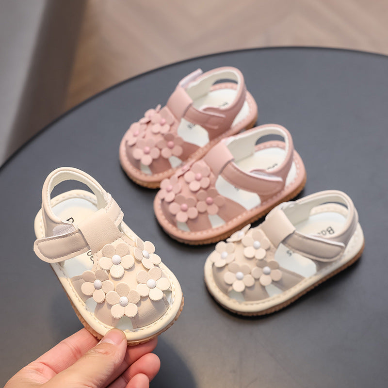 New girls' sandals, infant first walker shoes, korean style 01 baby girl shoes, summer closed-toe shoes, cute princess toddler shoes
