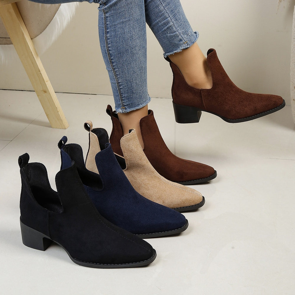 Exportplus sizefall and winternew arrival pointed toe chelsea boots thick heel boots women's suede british style fashion boots