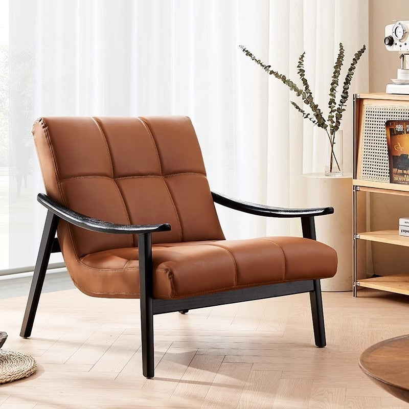 Italian normcore designer single chair finn ash wood living room balcony negotiation leather single sofa casual chair