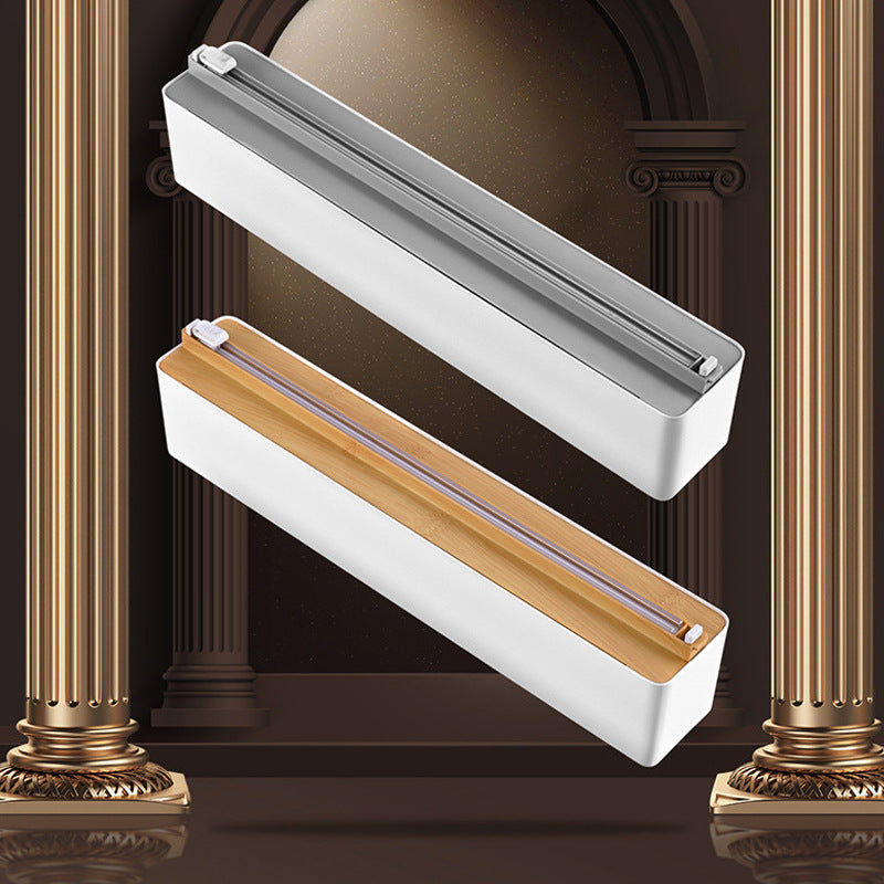 Kitchen plastic wrap cutter Suction cup Guide rail cutter Tin foil plastic wrap Splitting box Storage Adjustable cutting