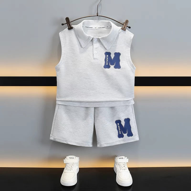Boys' sleeveless summer outfit set -  new arrival - stylish boys' activewear for toddlers and young children - wholesale summer clothing
