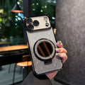 Glitter mirror magnetic stand compatible iphone 17 pro case, 16, apple 13, four-corner electroplated drop-proof protection