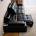 Modern minimalist genuine leather sofa, straight-row sofa bed, multifunctional extendable electric lawrence sofa for living room and study