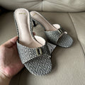 Spanish 2025 summer new arrivals: high-heeled, open-toe, buckle-embellished, versatile casual women's slides for outdoor wear