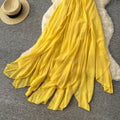 Vacation style halter star elegant style dress female yellow high waistslimming lookasymmetrical long skirt sexyelegant skirt