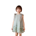 Girls' summer dress : stylish new children's bowknot mesh princess dress, baby sleeveless formal gown