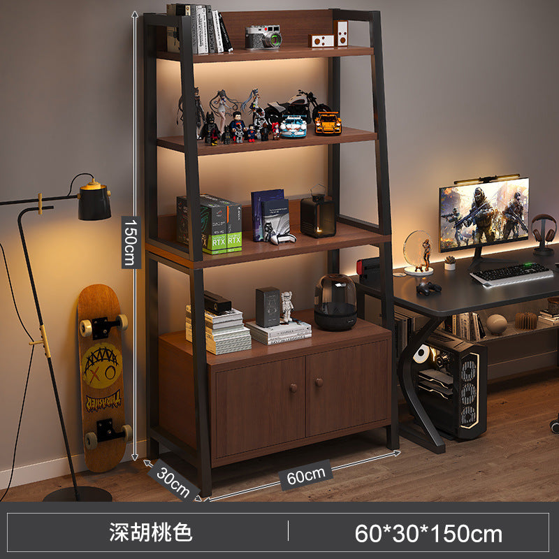 Shelf Floor-to-ceiling storage shelf Multi-layer bookshelf E-sports room Computer table Locker Wrought iron trapezoidal display shelf