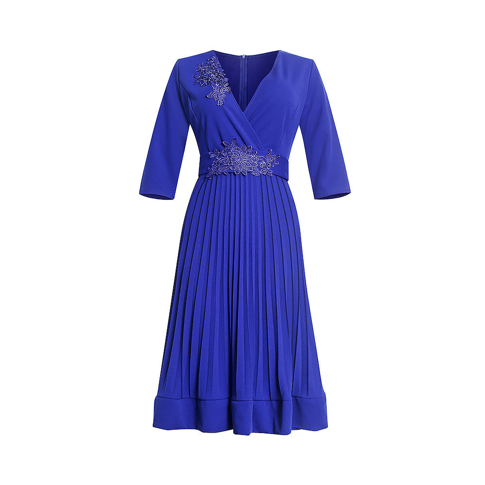 African women's clothing ebey   european and american foreign trade plus size new fresh sweet v-neck pleated skirt