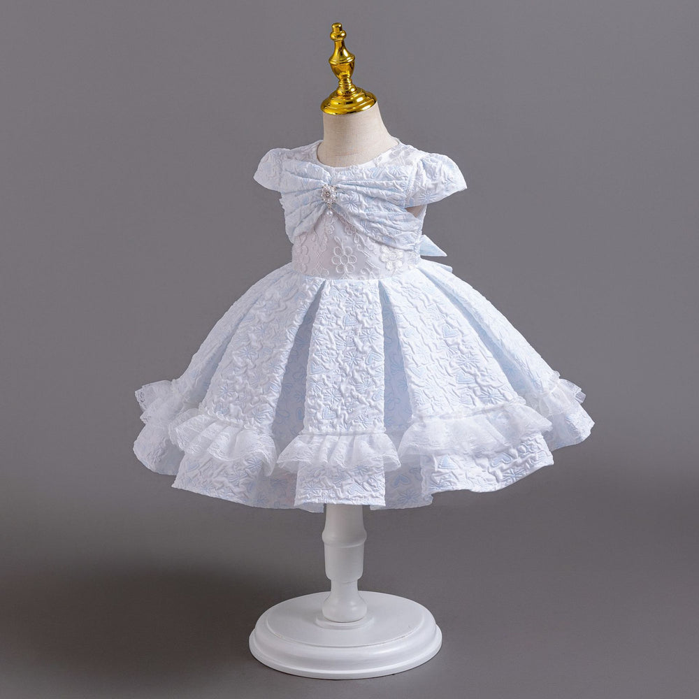 European and american new style airplane sleeve children's formal dress lace princess dress baby girl first birthday dress flower girl