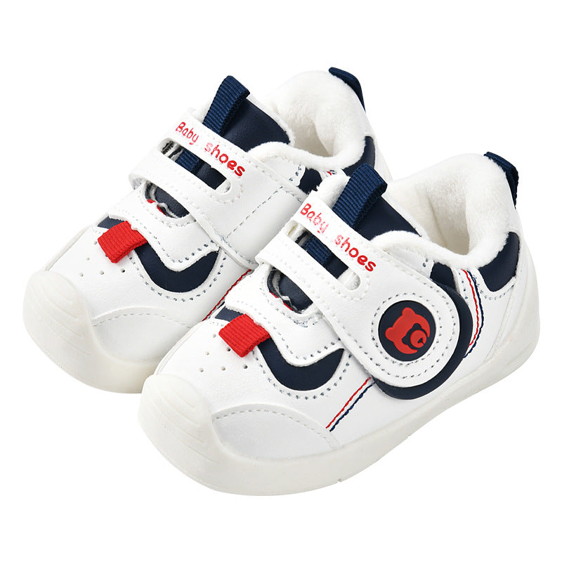 Toddler shoes for baby boys 0-1-3 years old, autumn/winter infant and toddler shoes for baby girls, soft sole non-slip, fleece-lined, extra thick cotton shoes