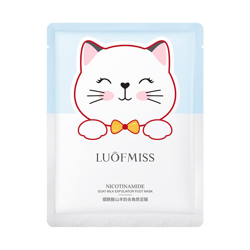 Luofan Meixi Niacinamide Goat Milk Exfoliating Foot Mask Tablets Pack Rich Essence Hydrating Smooth Hydrating Foot Mask