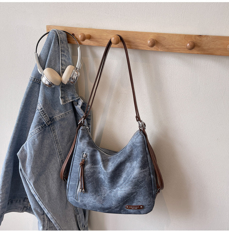 retro large capacity bag women's 2025 autumn/winter new casual shoulder bag crossbody bag fashionable versatile backpack