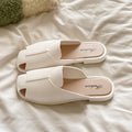 New open-toe solid color mules - summer women's fashionable half-wrap sandals - flat slippers for outdoor wear