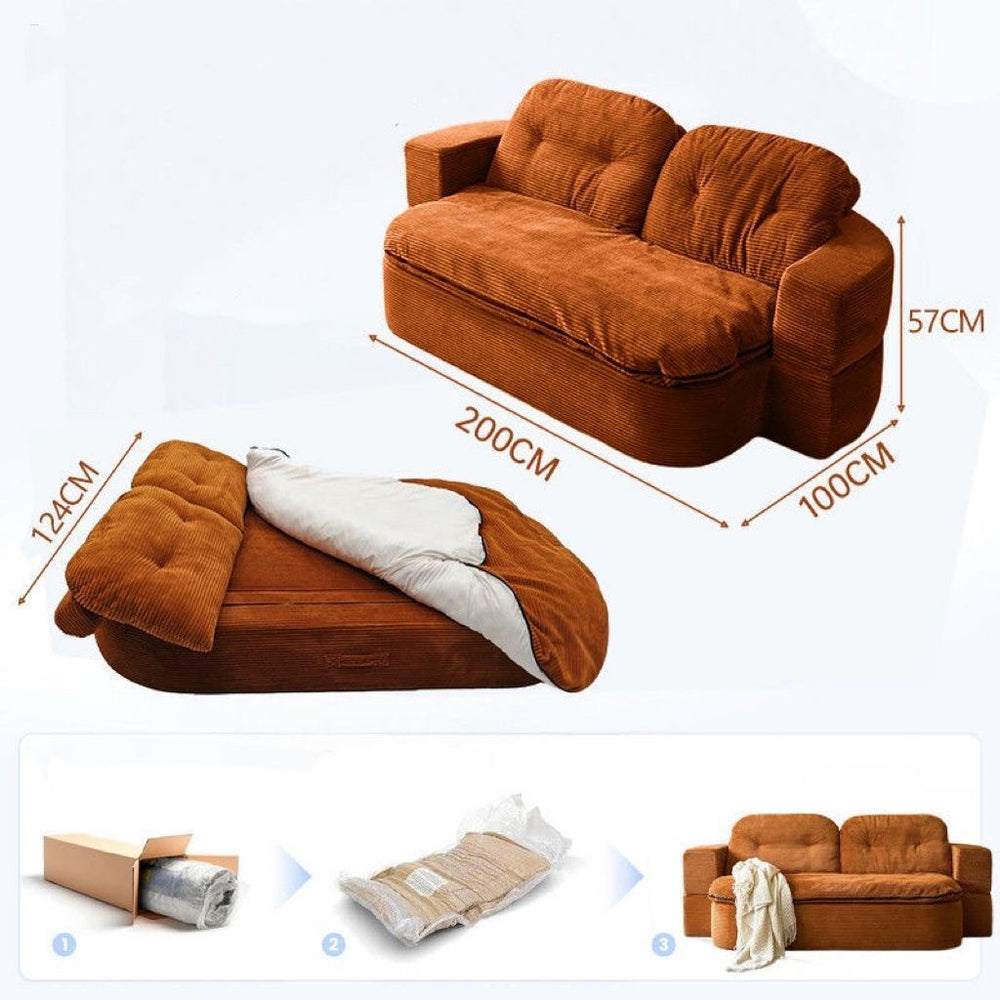 Vintage-inspired vacuum-sealed kangaroo sofa: creative, compact, and foldable for small living spaces - a lazy sofa bed for casual lounging