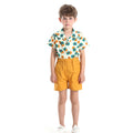 Korean style floral short-sleeve shirt set for kids - cotton casual outfit for boys and girls, matching family sets for siblings