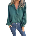 new autumn/winter versatile long-sleeve women's turn-down collar button-down shirt top