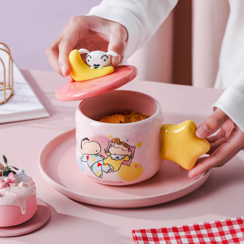 Crayon Xiaoxin Creative Mug Lid Gift Box Personalized Couple Water Cup Cartoon Ceramic Cup Coffee Cup Milk