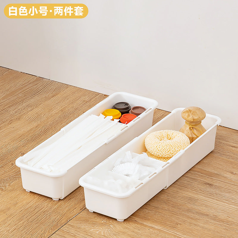 Cabinet sundries, long storage box, seasoning products, plastic seasoning box, narrow and long refrigerator grid egg storage box
