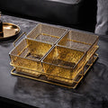 [4-compartment fruit plate with amber water ripple] + iron frame, thickened plastic