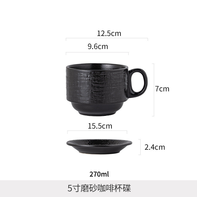 Simple stylishpure color embossed coffee cup and saucer for home ceramic cup cafe latte art cup restaurant afternoon tea photo
