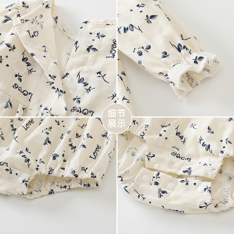 Newborn romper, class a pure cotton,  korean style, floral print baby clothes, spring/autumn infant outfit, trendy girl's ins style