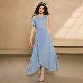 European and american style chiffon one-shoulder a-line dress for teens - minimalist, elegant, and fashionable with hair accessories