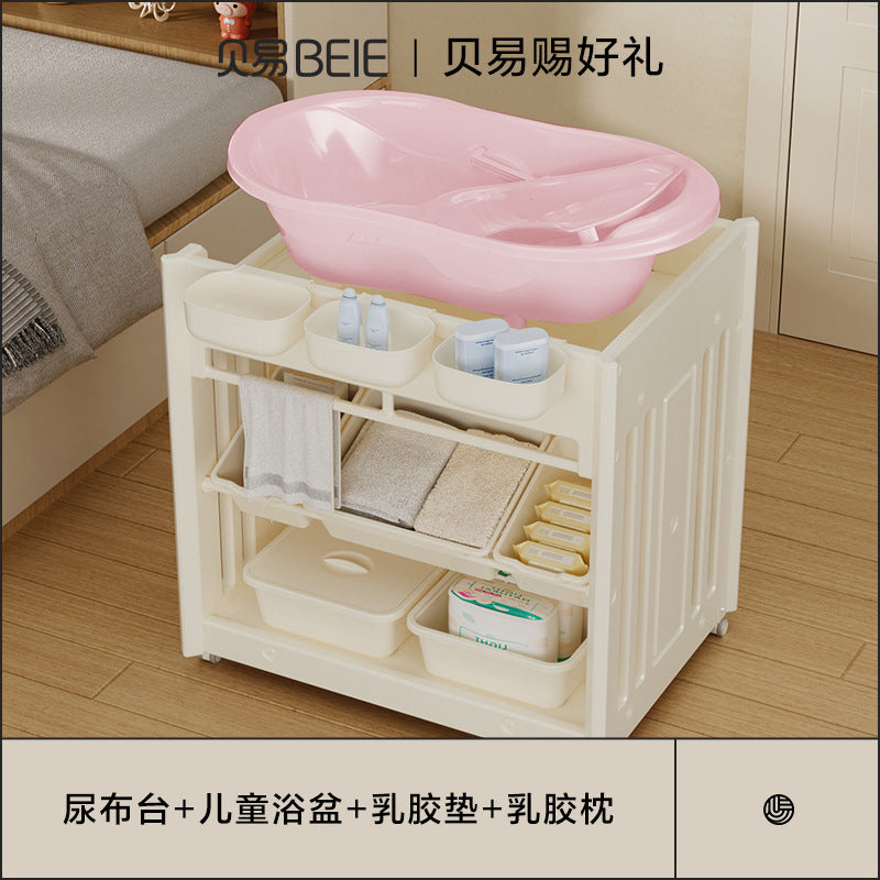 Beiyi baby neonatal diaper table storage box mobile bath table infant care table multi-functional crib