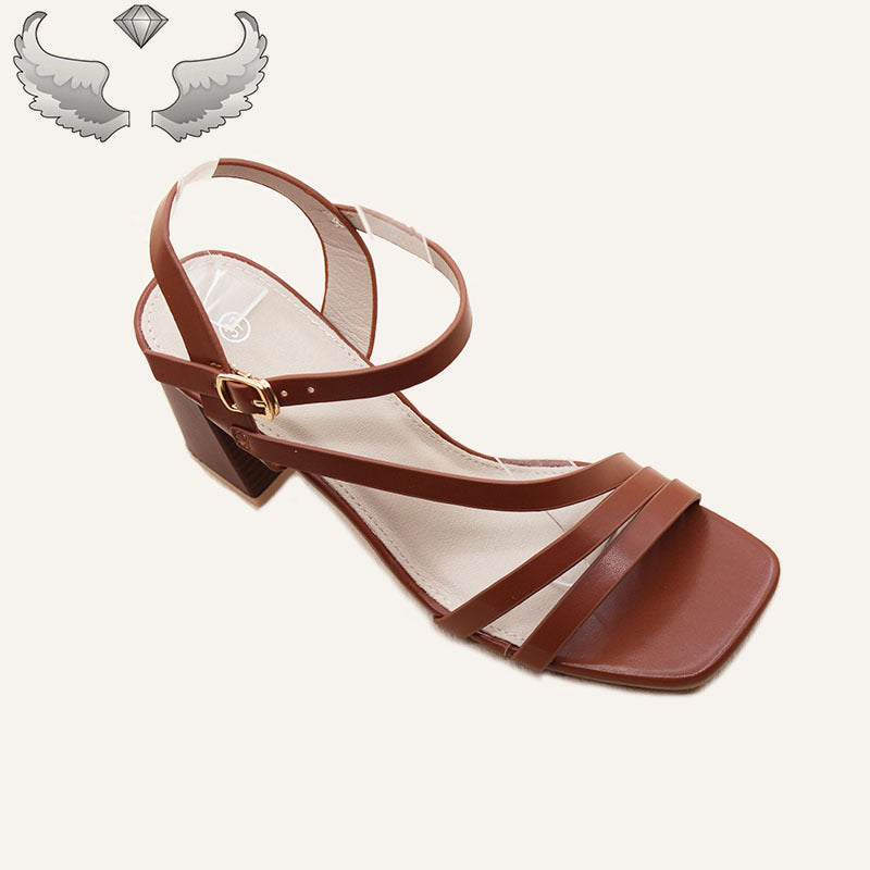 Yiwu stall women's shoes summer thick heel sandals fashion versatile high heels Factory Ladies Sandals