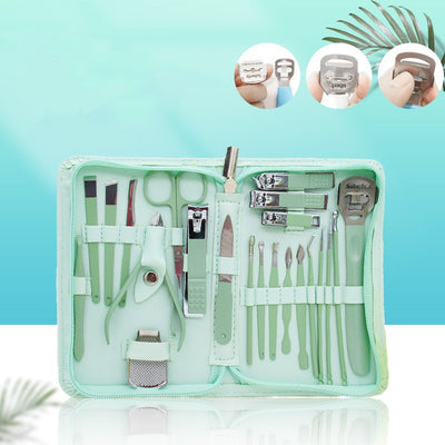 Factory direct new nail clipper set - cuticle nippers, pedicure knife, pedicure file, dark green manicure tool multi-piece set